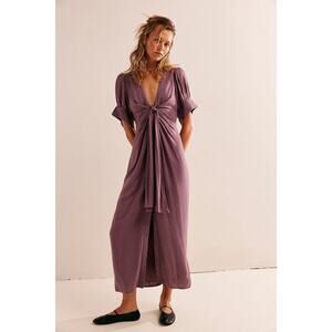 Free People Free Vintage Summer Midi Dress - Grape Snake Violet